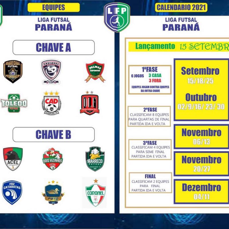 OperÃ¡rio Laranjeiras conhece seus adversÃ¡rios na Liga Futsal ParanÃ¡ 
