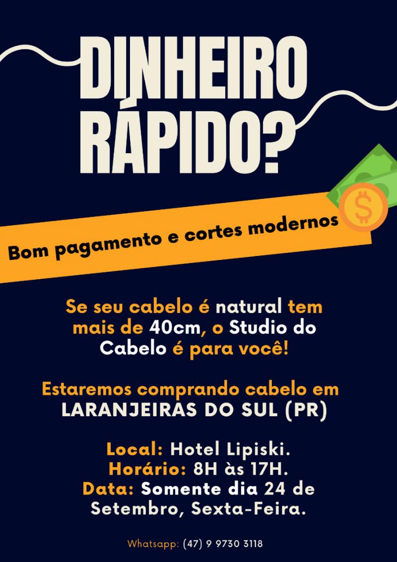 Studio do Cabelo estarÃ¡ novamente comprando cabelo em Laranjeiras do Sul 
