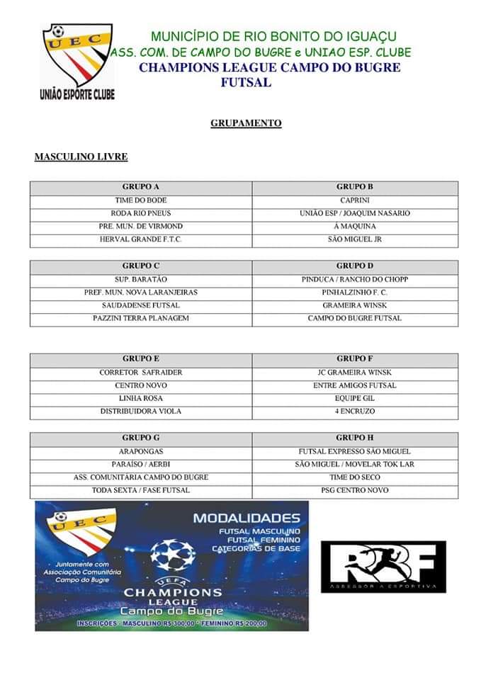 Champions League de Futsal no Campo do Bugre em Rio Bonito do IguaÃ§u retorna em Outubro