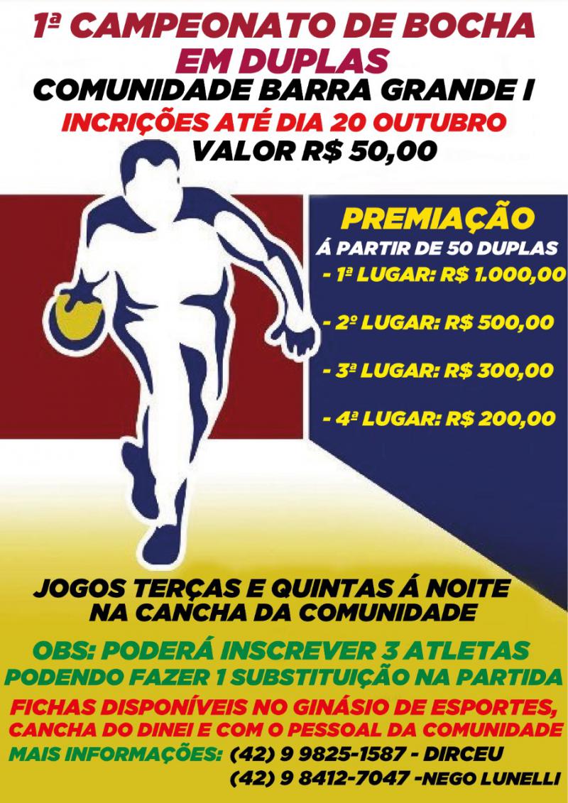 Vem ai o Campeonato de Bocha na comunidade de Barra Grande Porto Barreiro