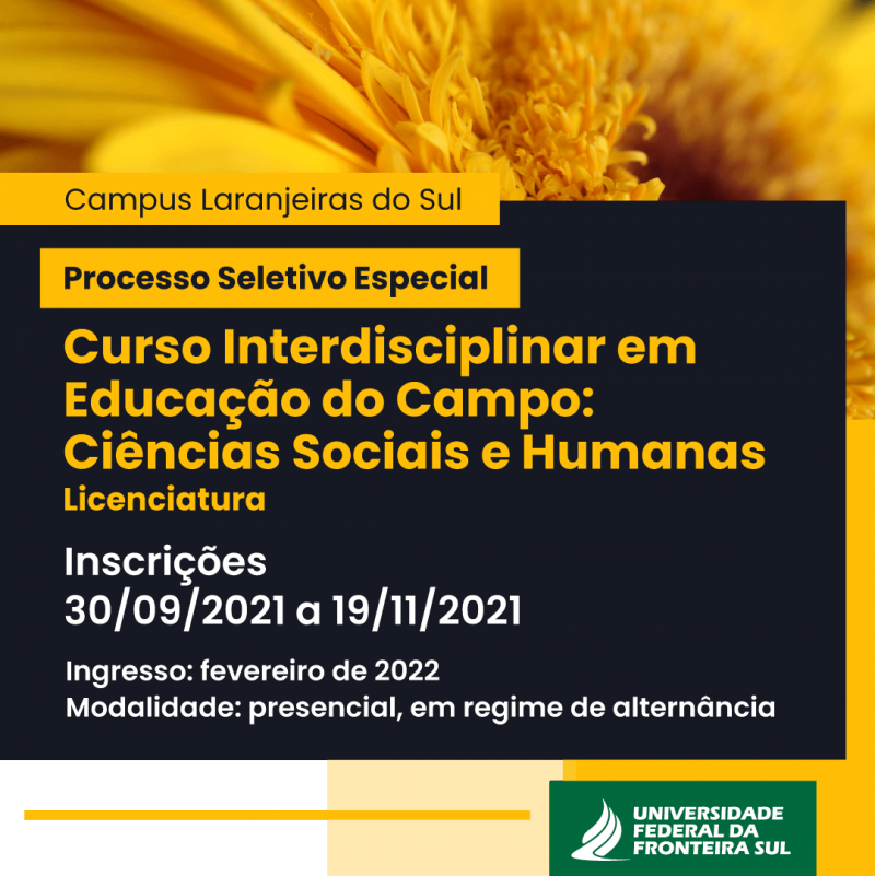Últimos dias para inscrição no processo seletivo para o curso Interdisciplinar em Educação do Campo: Ciências Sociais e Humanas