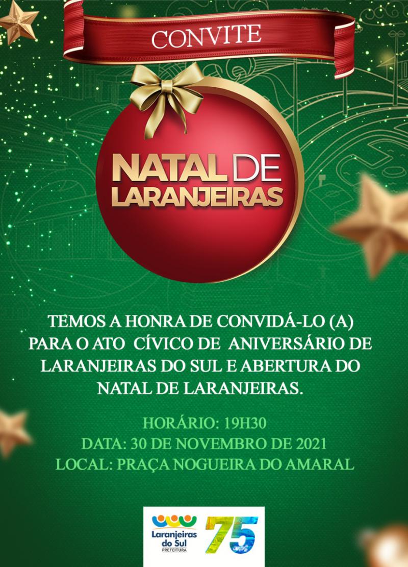 ProgramaÃ§Ã£o dos 75 anos de Laranjeiras do Sul inicia nesta TerÃ§a Feira (29)