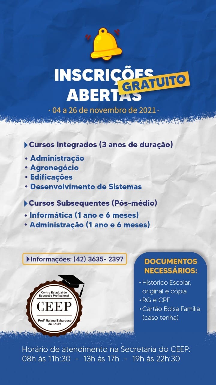 Escola TÃ©cnica de Laranjeiras do Sul Prorroga Prazo de InscriÃ§Ãµes Para Cursos Profissionalizantes