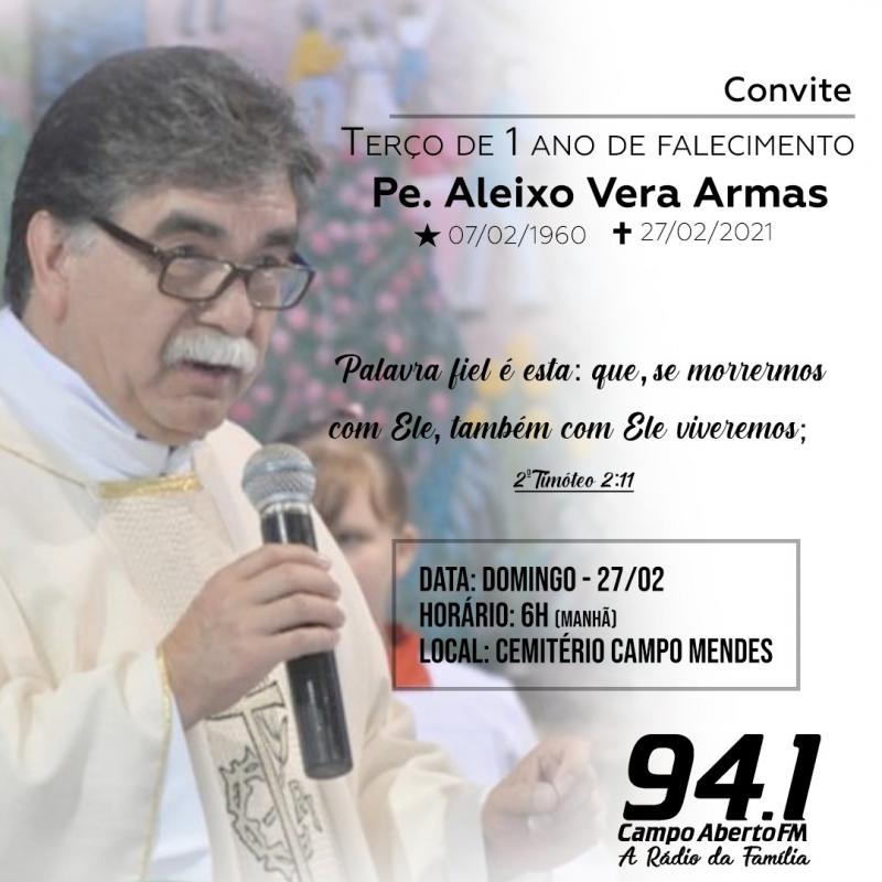 Acontece Neste Domingo (27) TerÃ§o de 1 Ano de Falecimento do Padre Aleixo