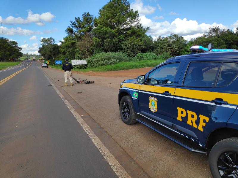 Laranjeiras: Acidente entre carro e bicicleta na BR 277 deixa ciclista ferido
