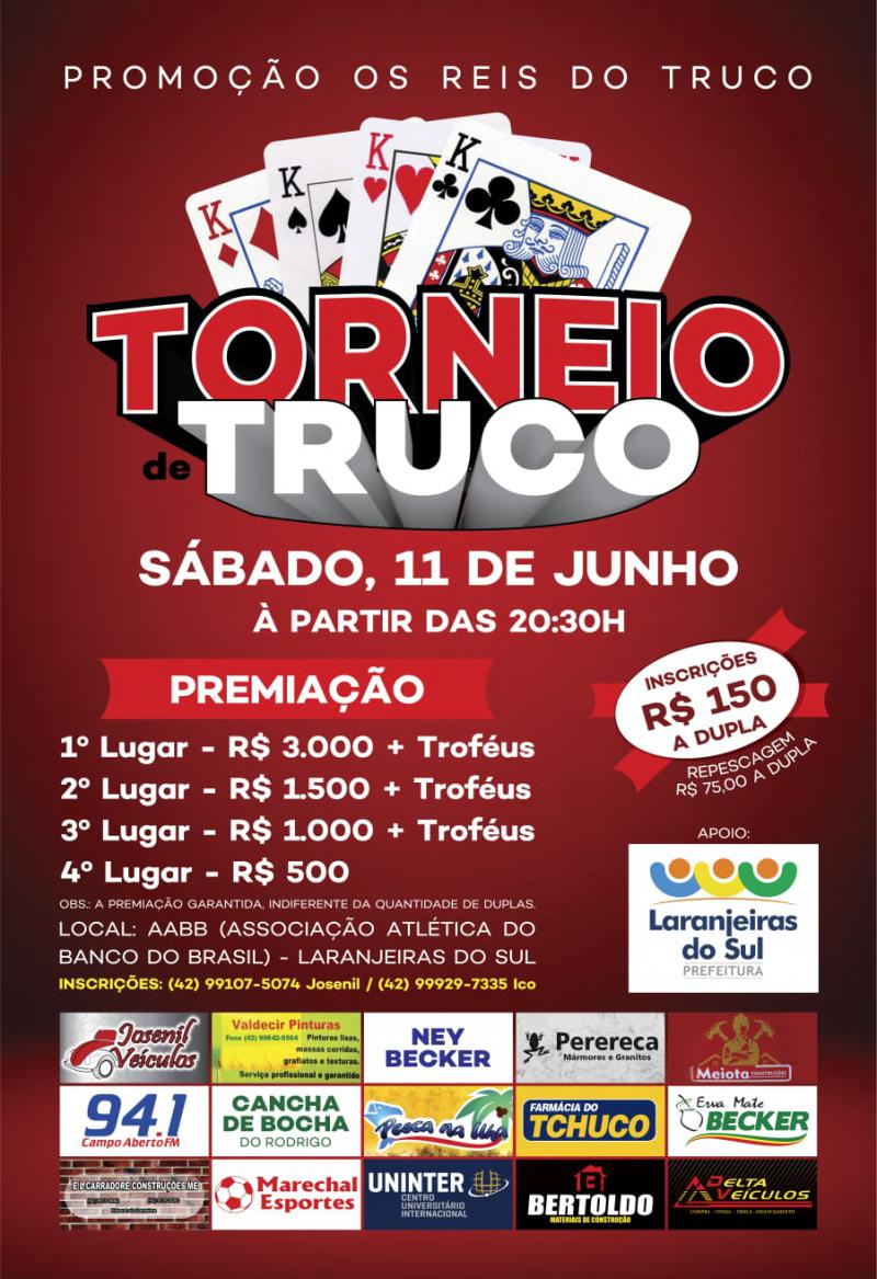 Segunda feira, 2 de maio, lanÃ§amento oficial do Torneio Os Reis do Truco 