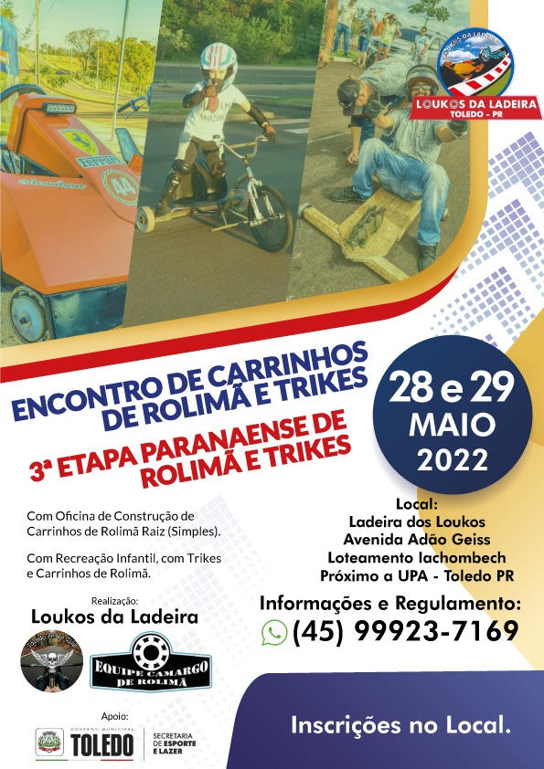 3Âª etapa do Paranaense  de RolimÃ£ e Trikes serÃ¡ nos dias 28 e 29 de maio em Toledo.