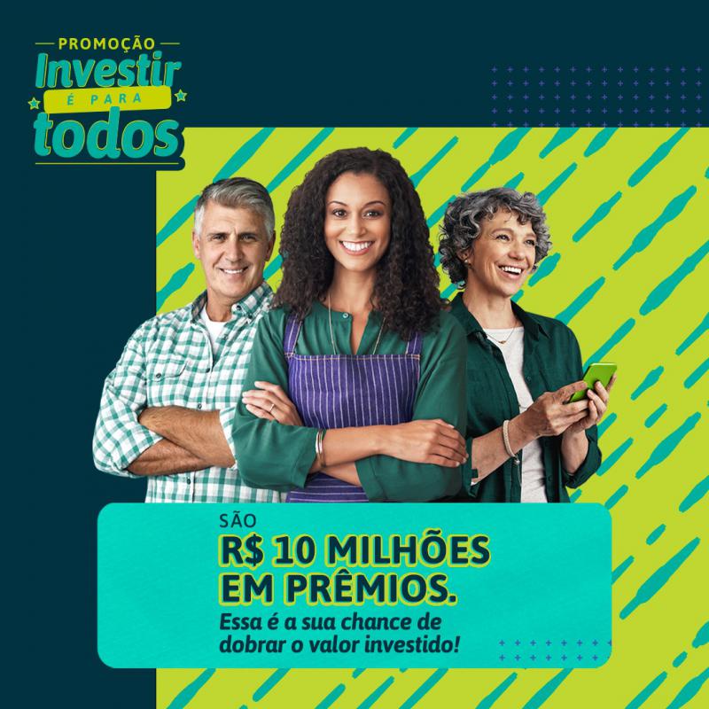 Sicoob lanÃ§a campanha â€œInvestir Ã© para todosâ€, que oferece R$ 10 milhÃµes em prÃªmios