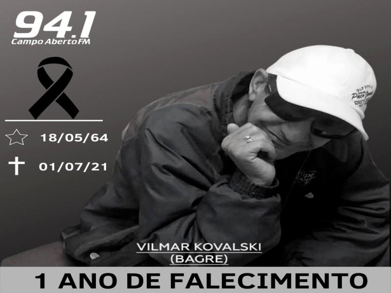 Neste 1Âº de Julho completa 01 ano de Falecimento do Comunicador Vilmar Kovalski