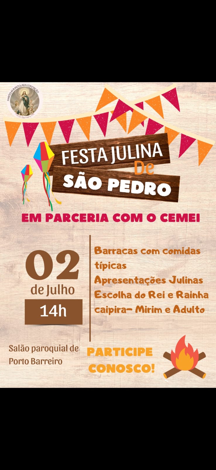 Festa Julina em Louvor a São Pedro Acontece Neste Sábado (02) em Porto Barreiro