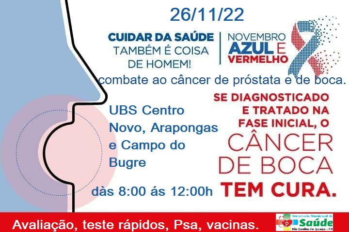 Secretaria de saÃºde de Rio Bonito do IguaÃ§u promove neste sÃ¡bado (26) AÃ§Ãµes do Novembro Azul e Vermelho