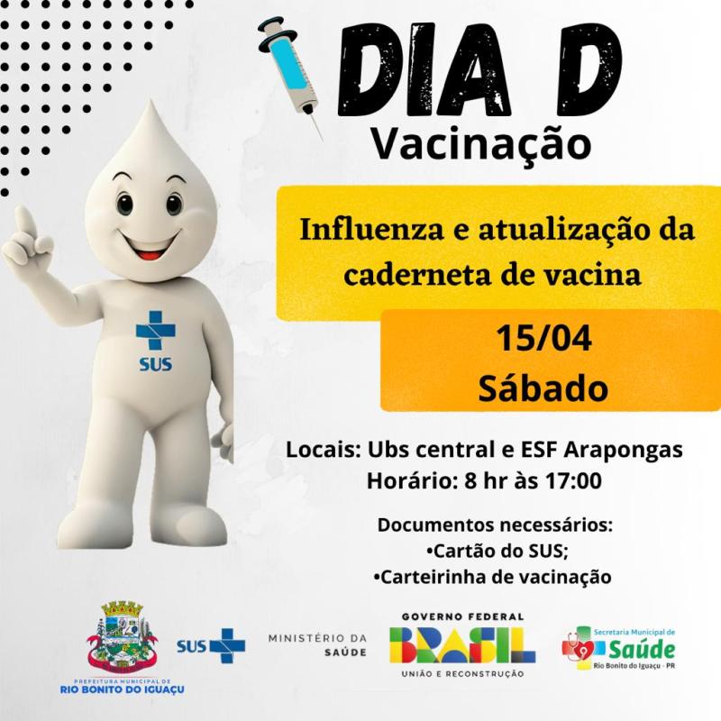 Dia D Campanha Nacional de VacinaÃ§Ã£o contra a Gripe acontece neste SÃ¡bado (15) 