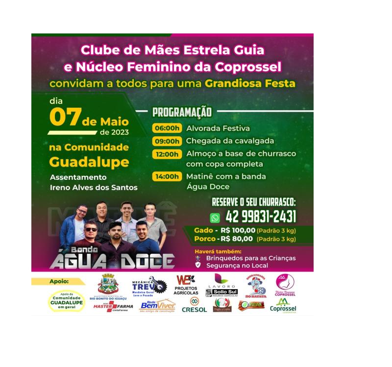 RBI -  Festa da Comunidade N. Sra. Guadalupe serÃ¡ dia 07 de maio