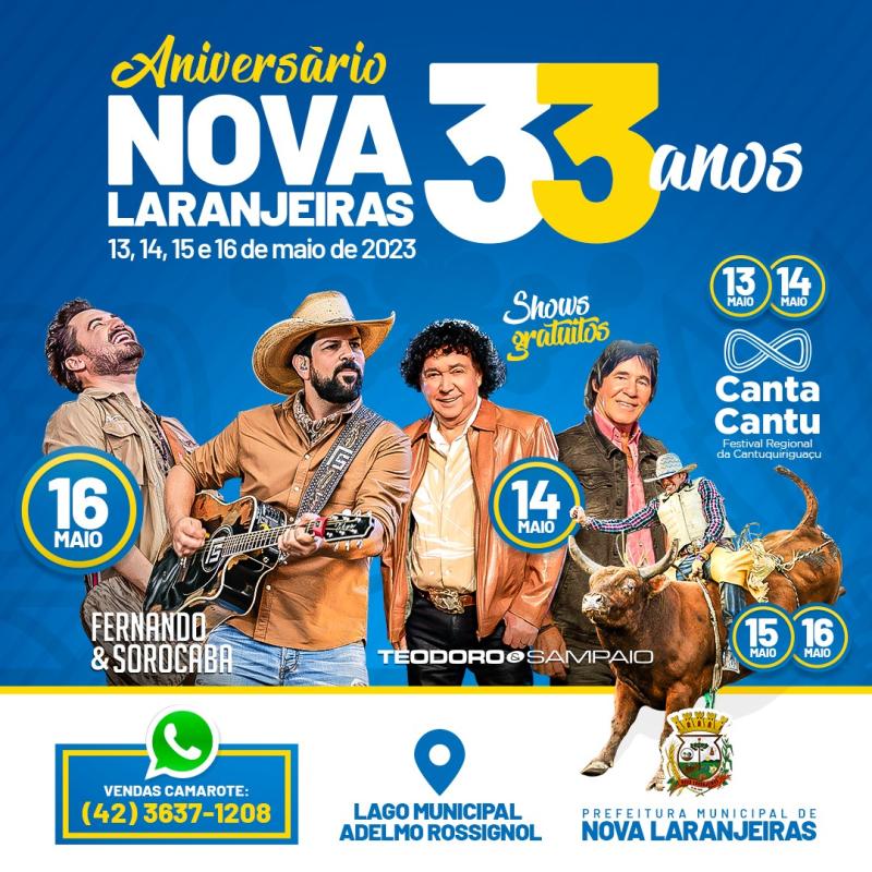 Nova Laranjeiras prepara a comemoraÃ§Ã£o dos 33 anos com uma extensa programaÃ§Ã£o