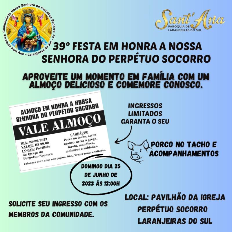 LS: Bairro Cristo Rei define a data da Festa em louvor a Nossa Senhora do PerpÃ©tuo Socorro