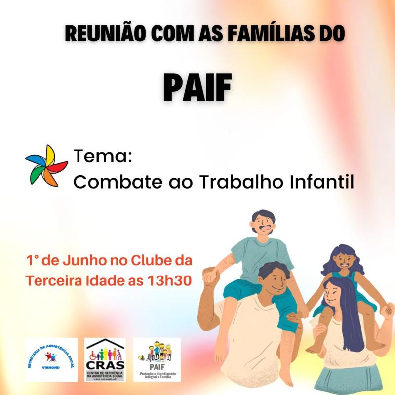 CRAS do Virmond realiza reuniÃ£o do PAIF nesta quinta (01)