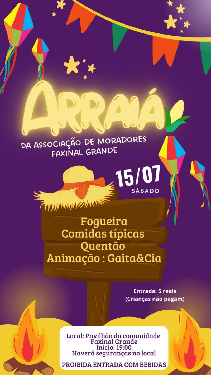 LS: SÃ¡bado (15) tem Festa Julina na Comunidade Faxinal Grande