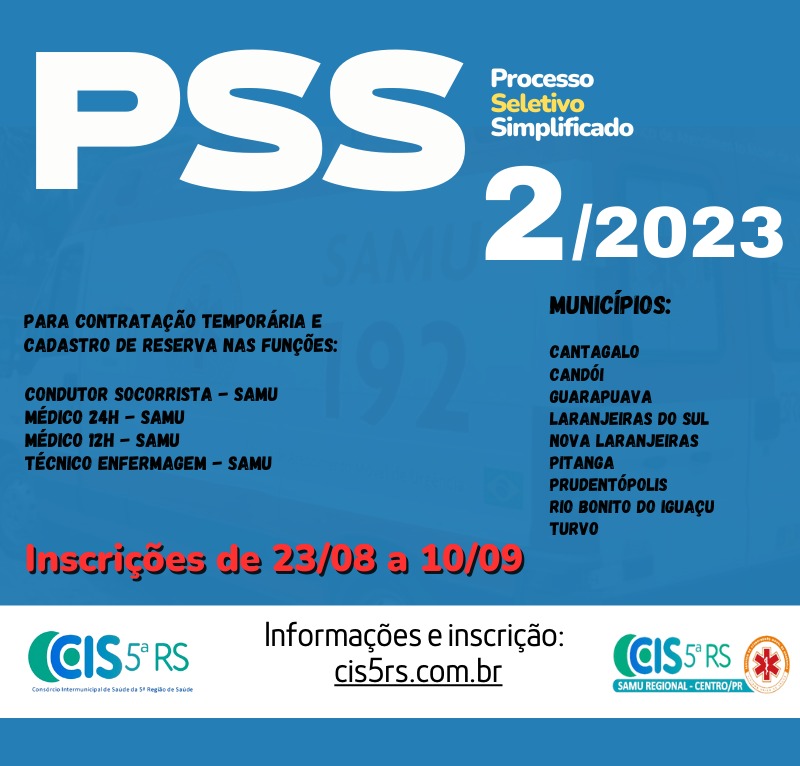 DisponÃ­vel Edital pra o 2Âª PSS do SAMU Regional