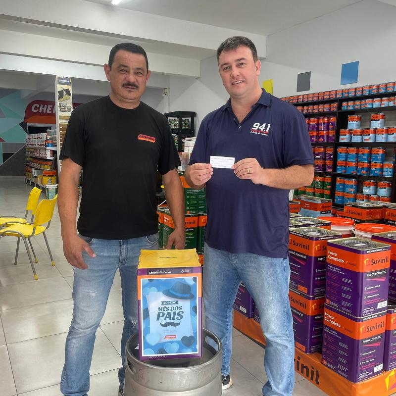 Confira o ganhador da PromoÃ§Ã£o Dia dos Pais Cherpinski Tintas Laranjeiras 