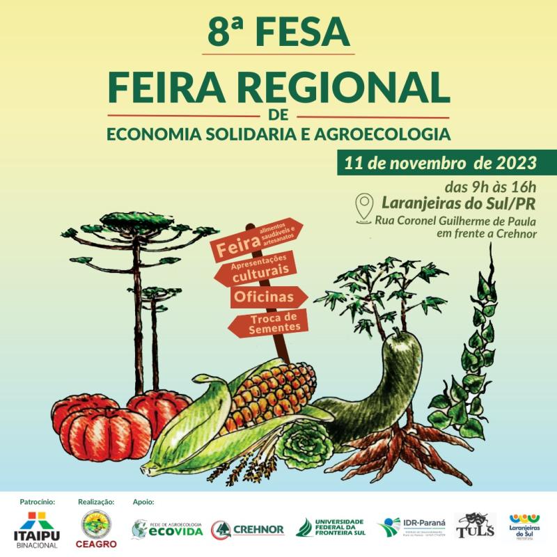 8Âª Feira Regional de Economia SolidÃ¡ria e Agroecologia (FESA) ocorrerÃ¡ no dia 11 de novembro 