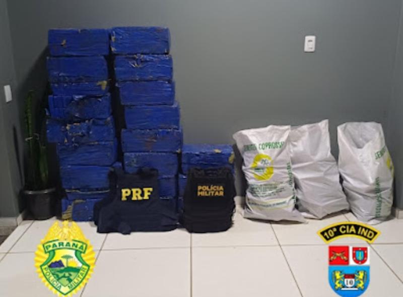 LS: AÃ§Ã£o conjunta da PRF e PM apreende mais de 350kg de maconha