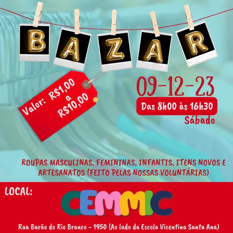 Bazar do CEMIC encerra as 16h de hoje