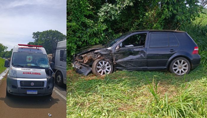 GuaraniaÃ§u: Acidente envolvendo ambulÃ¢ncia e mais dois veÃ­culos Ã© registrado na BR 277