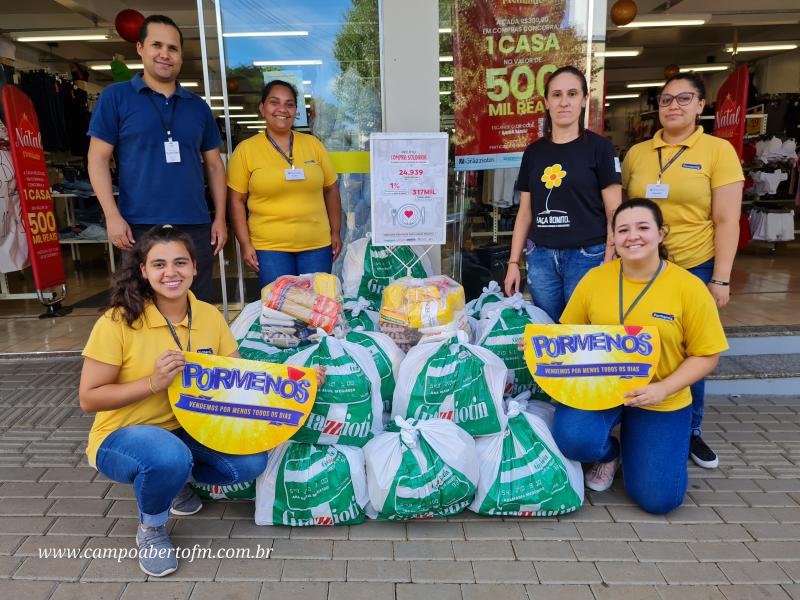 LS: Projeto Compra SolidÃ¡ria do Grupo Grazziotin e loja Por Menos entrega 34 cestas para AssistÃªncia Social