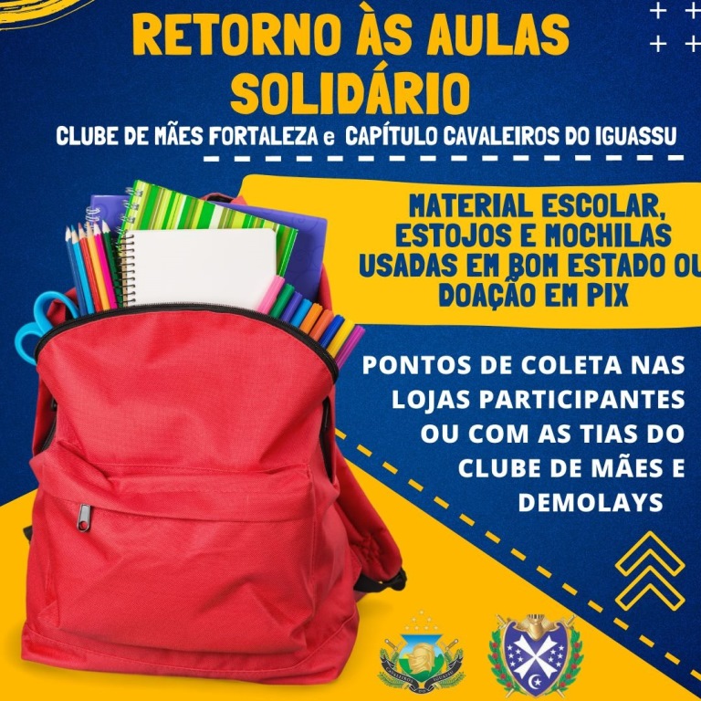 Clube de MÃ£es Fortaleza do IguassÃº promove o Retorno as Aulas SolidÃ¡rio