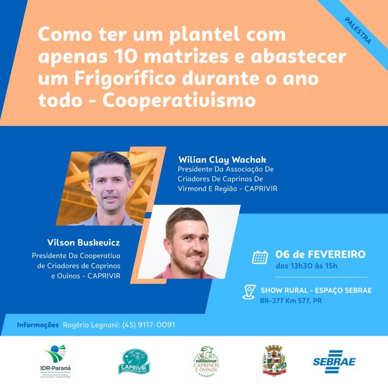 Palestra no Show Rural pela CAPRIVIR ressalta oportunidades a criadores de Caprinos e Ovinos 