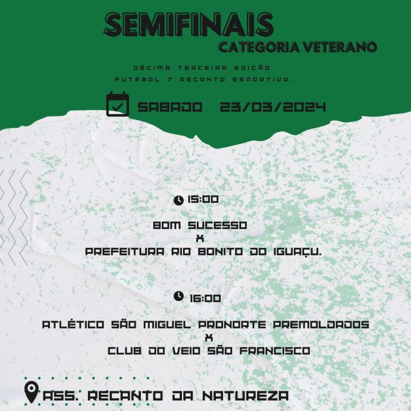 ComeÃ§a neste sÃ¡bado (23) a fase semifinal do Futebol Sete do Recanto Esportivo 