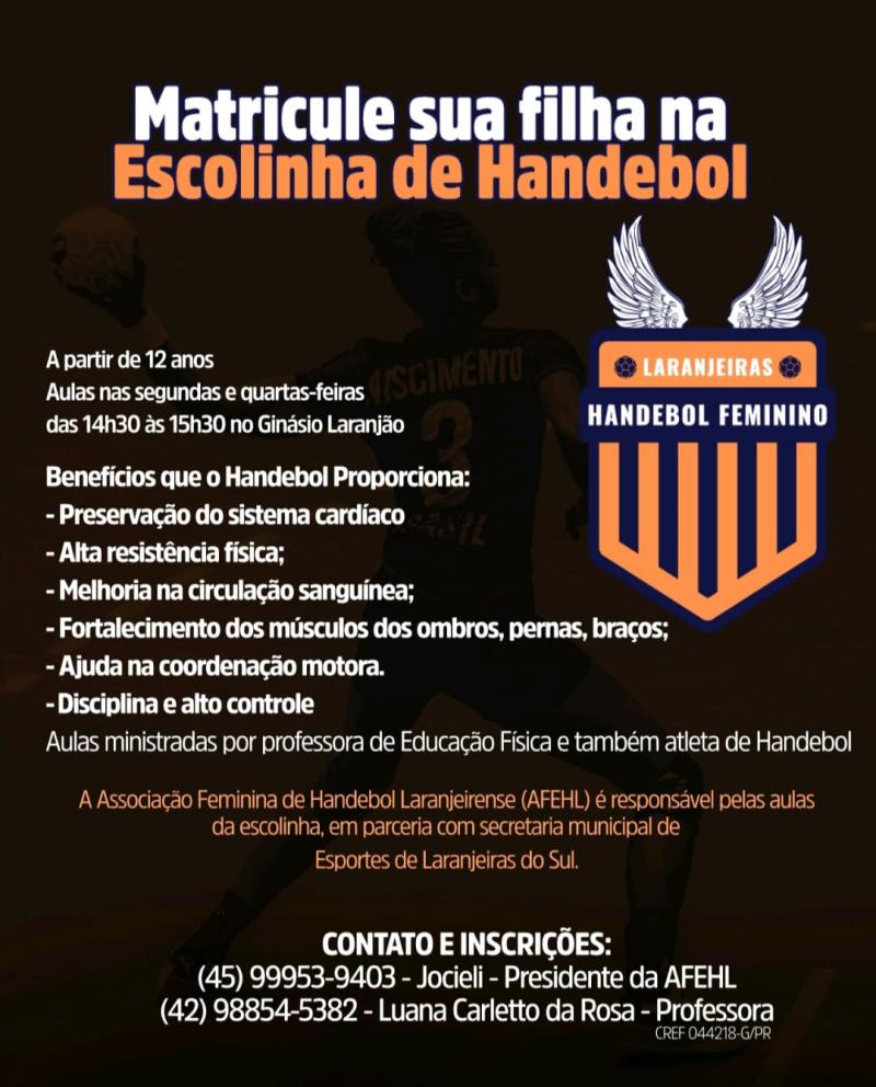 Inscrições abertas para a Escolinha de Handebol Feminino