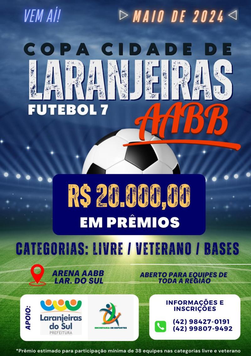 InscriÃ§Ãµes abertas para a Copa Cidade Laranjeiras AABB de Futebol Sete