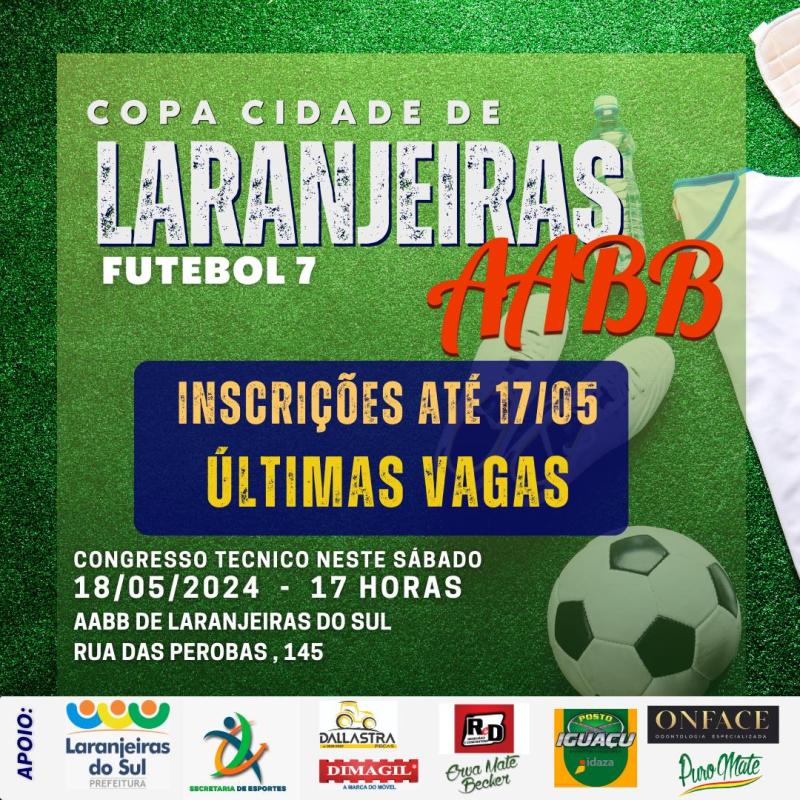 InscriÃ§Ãµes da Copa AABB de Futebol Sete terminam neste sÃ¡bado, 18. 