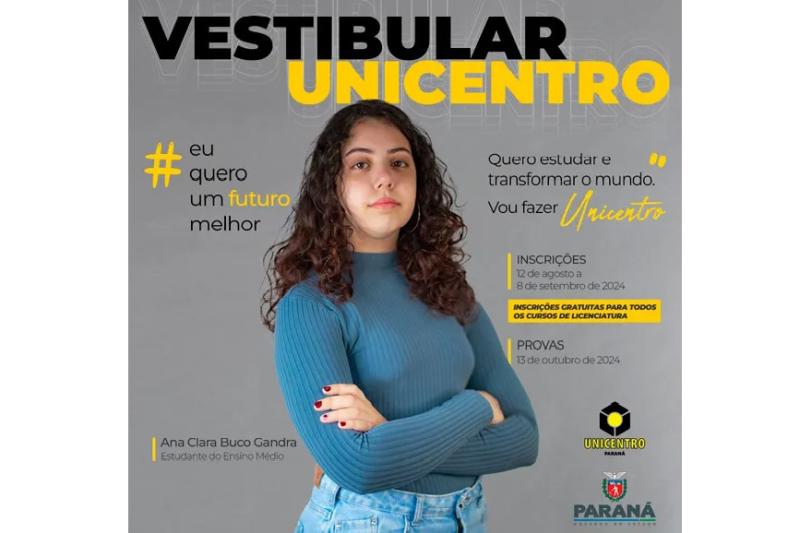Com 1,1 mil vagas, Unicentro abre as inscriÃ§Ãµes para o vestibular 2025