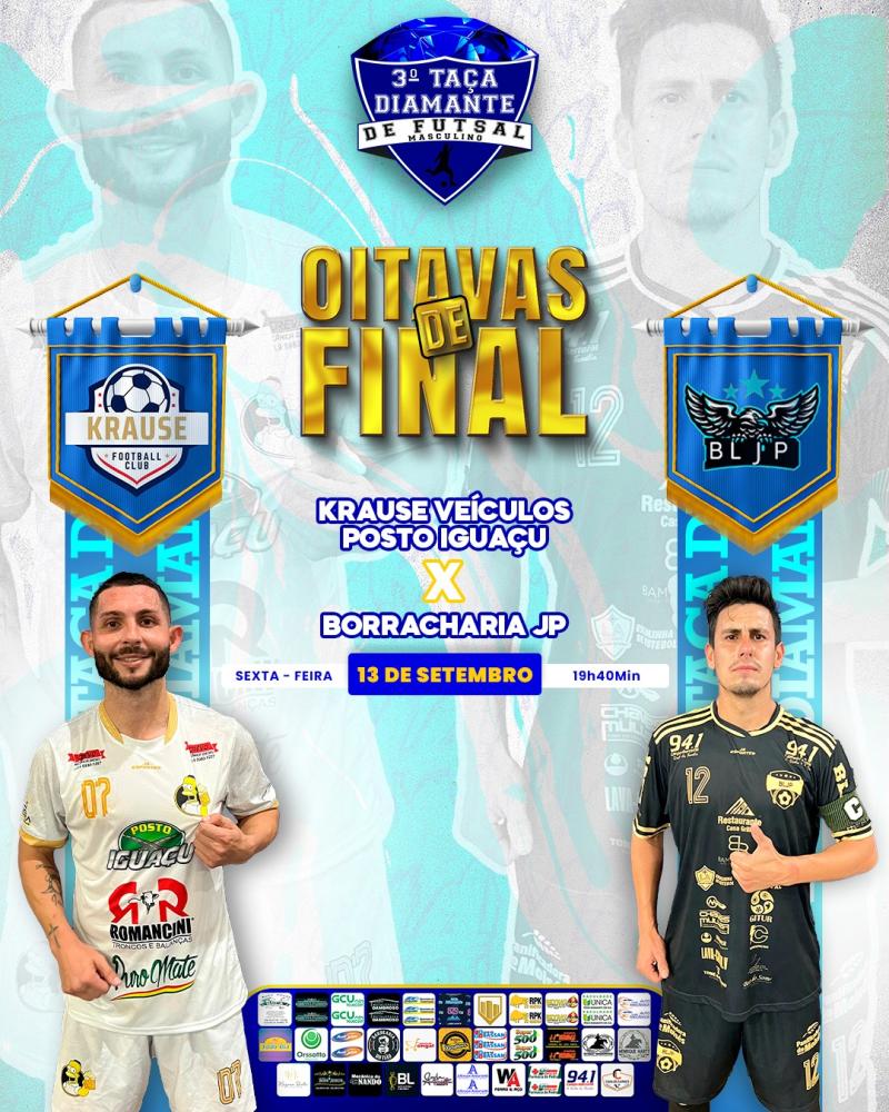 TrÃªs partidas nesta sexta-feira (13) abrem as Oitavas da TaÃ§a Diamante de Futsal 