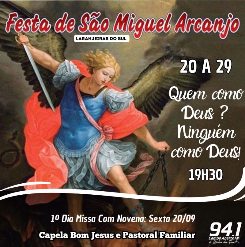 Missas com Novenas iniciam nesta sexta-feira, 20 de setembro, no Bairro SÃ£o Miguel