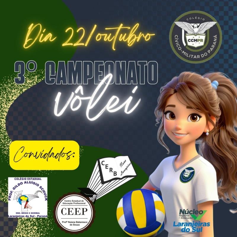 Neste terÃ§a-feira, 22, tem o 3Âº Quadrangular de VÃ´lei do ColÃ©gio CÃ­vico-Militar Ã‰rico Verissimo 