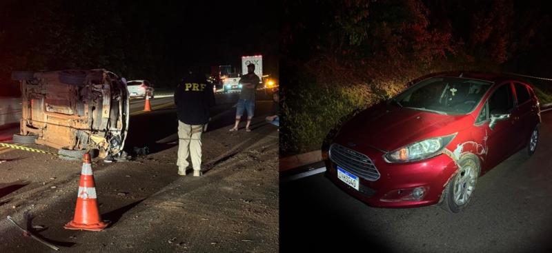 CandÃ³i: Homem morre apÃ³s colisÃ£o seguida de capotamento na BR 277