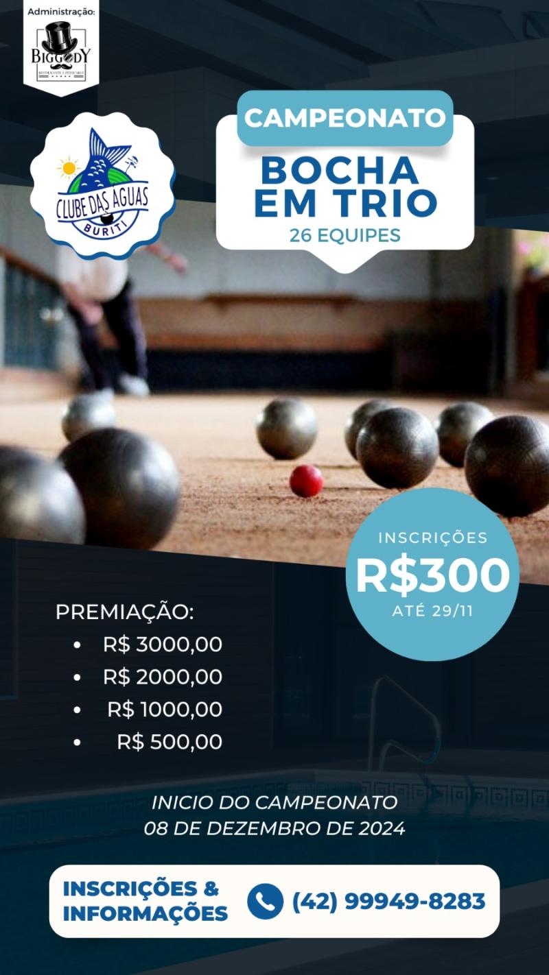 InscriÃ§Ãµes abertas para o Campeonato de Bocha no Buriti Nova Laranjeiras