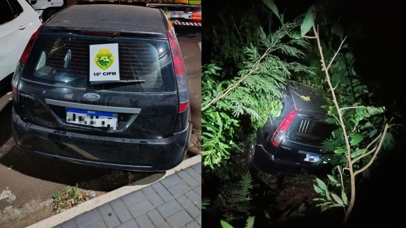 N. Laranjeiras: VeÃ­culo furtado Ã© abandonado na BR 277 apÃ³s acidente