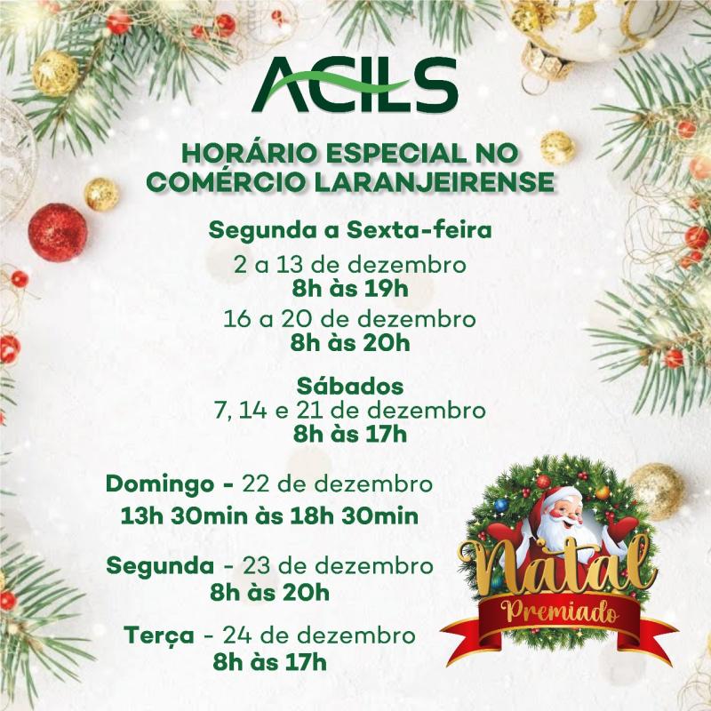 LS: Acils define horÃ¡rio especial de natal do comÃ©rcio laranjeirense 