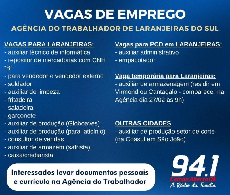 AgÃªncia do Trabalhador atualiza vagas de emprego