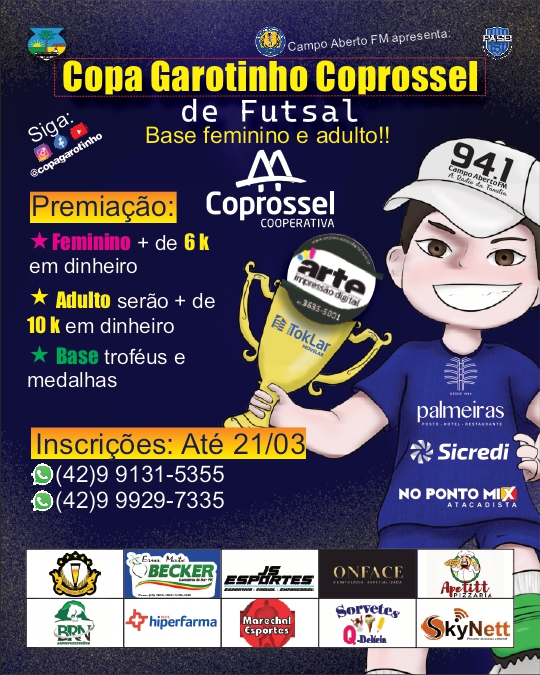 Copa Garotinho/Coprossel de Futsal anuncia parceiros para a temporada 