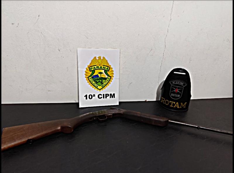 RBI: Após denúncia de disparo de arma de fogo, PM apreende espingarda Cal. 36
