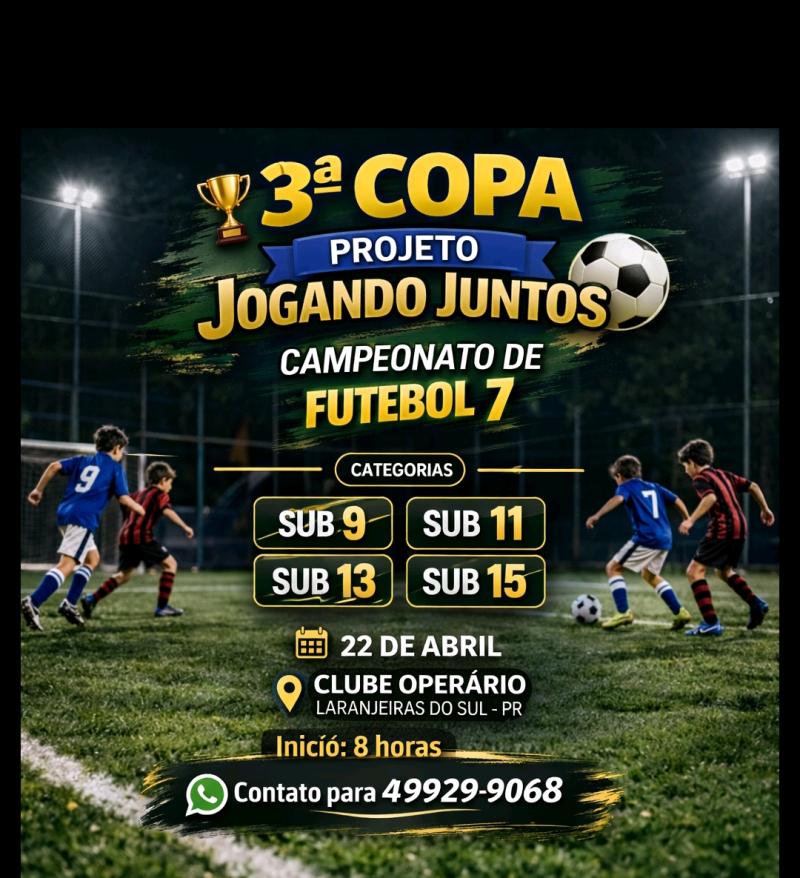 Inscrições abertas para a 3ª edição da Copa PJJ de Futebol Sete de Bases. 