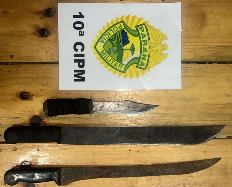 LS: Homem é preso após ameaçar mulher e crianças de 6 e 12 anos com facão