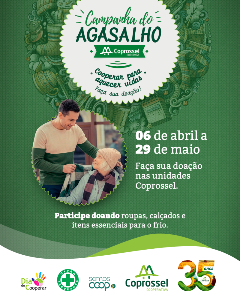 Unidades Coprossel já estão recebendo doações para a Campanha do Agasalho 2026