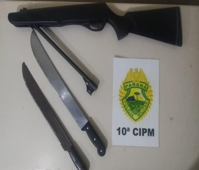 LS: PM apreende dois facões e uma carabina após filho ameaçar pai e madrasta