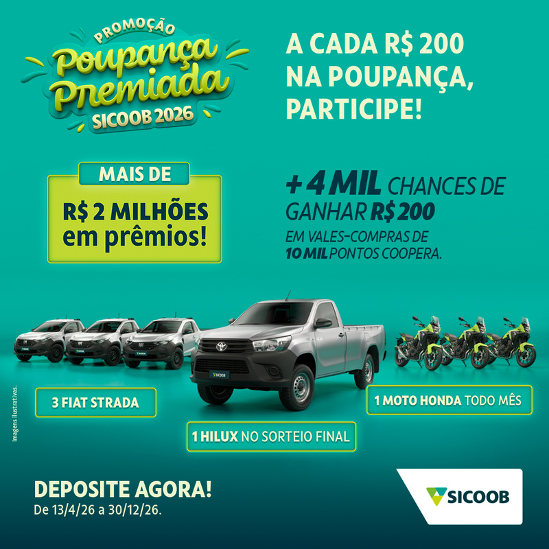 Sicoob distribui mais de R$ 2 milhões em prêmios na Poupança Premiada 2026